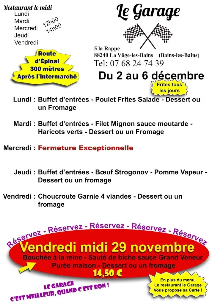 Menü_Restaurant Le Garage_Vôge-les-Bains_Bild_1