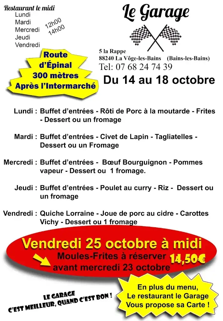 Menü_Restaurant Le Garage_Vôge-les-Bains_Bild_2