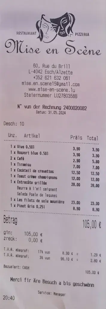 Claude Alff_Restaurant Mise en scène , Grillades , steak sur Pierre chaude . Cuisine française ._Luxembourg_recensione