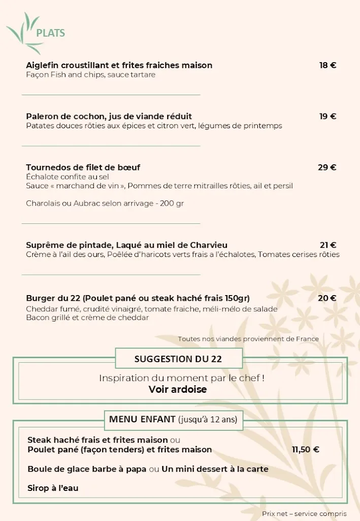 Menu_Restaurant Le Vingt-Deux_Charvieu-Chavagneux_image_2