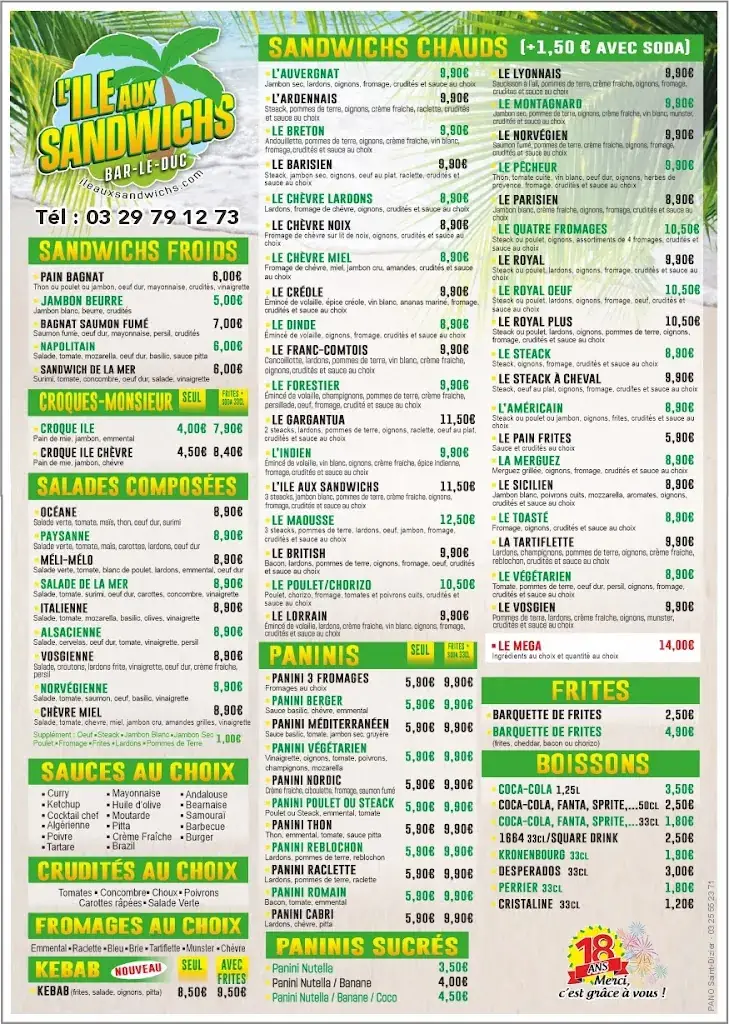 Menu_L'Ile Aux Sandwichs Restauration rapide_Bar-le-Duc_image_1