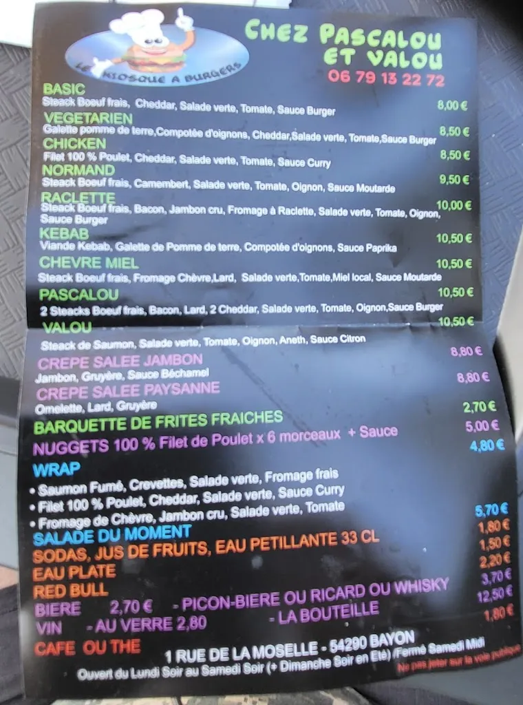 Menu_Chez Pascalou et Valou le kiosque à burgers_Roville-devant-Bayon_imagen_1