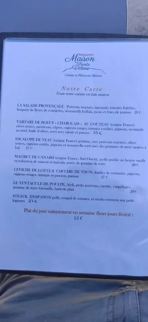 Menu_Restaurant Maison Sainte-Victoire_Saint-Antonin-sur-Bayon_image_4