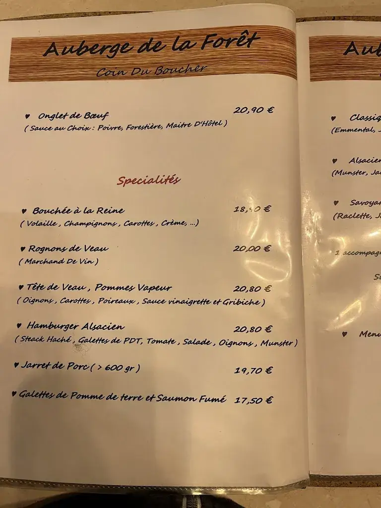 Menu_L'Auberge de la Forêt_Saint-Avold_image_1