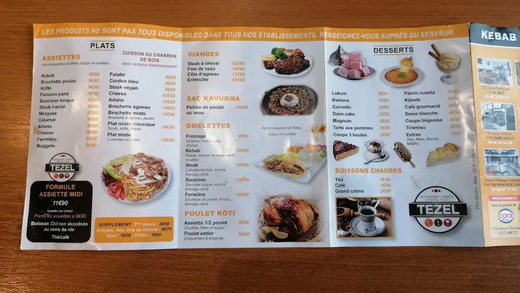 Menu_TEZEL Saint-Avold Restaurant Snack Buffet Oriental Food_Saint-Avold_immagine_1