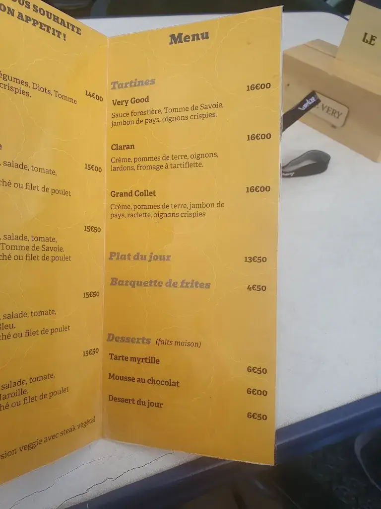 Menu_Restaurant d'altitude Le VERY_Allevard_immagine_3