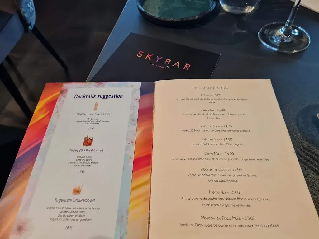 Menu_Skybar Restaurant-Bar_Luxembourg_imagen_1