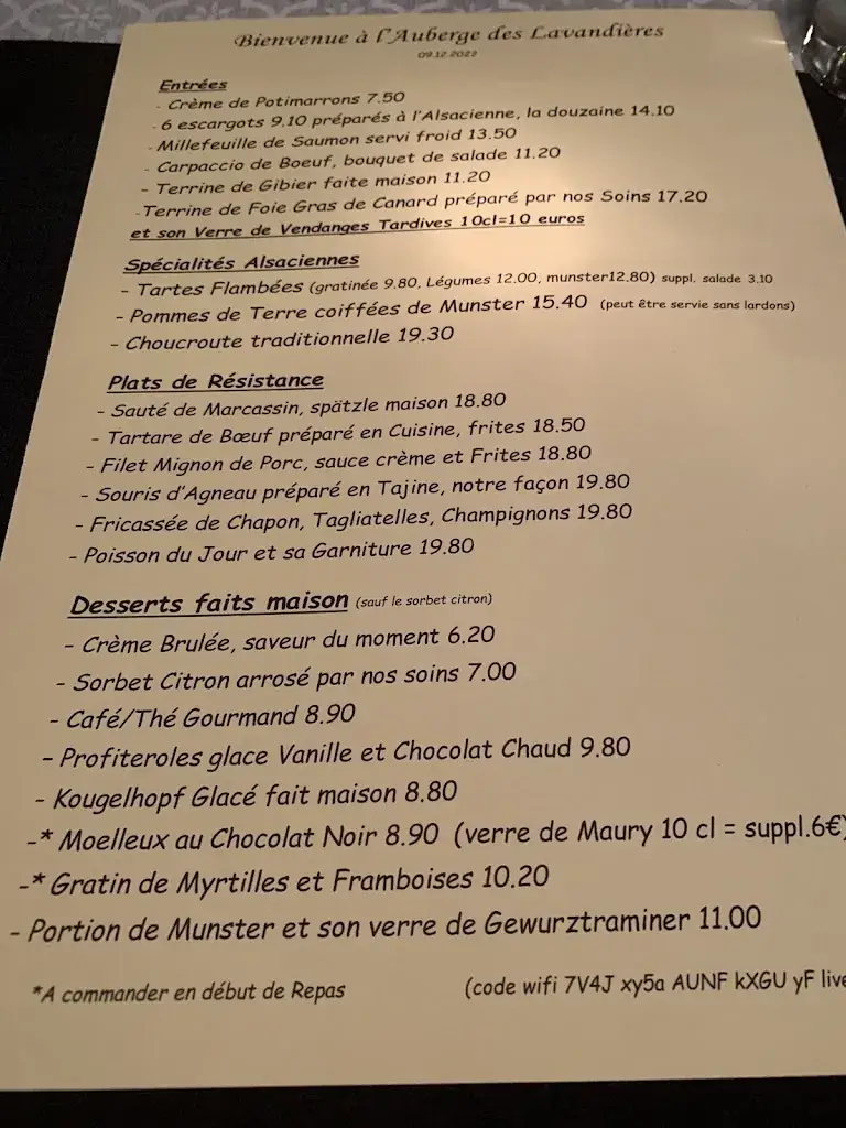Menu_Auberge des Lavandières_Bergheim_image_1