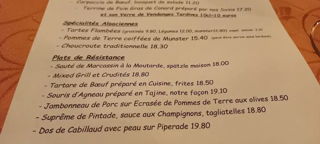Menu_Auberge des Lavandières_Bergheim_image_4