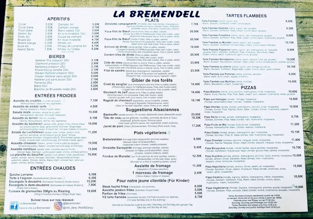 Menu_Restaurant, Camping**, Cave à vins « La Bremendell »_Sturzelbronn_image_1