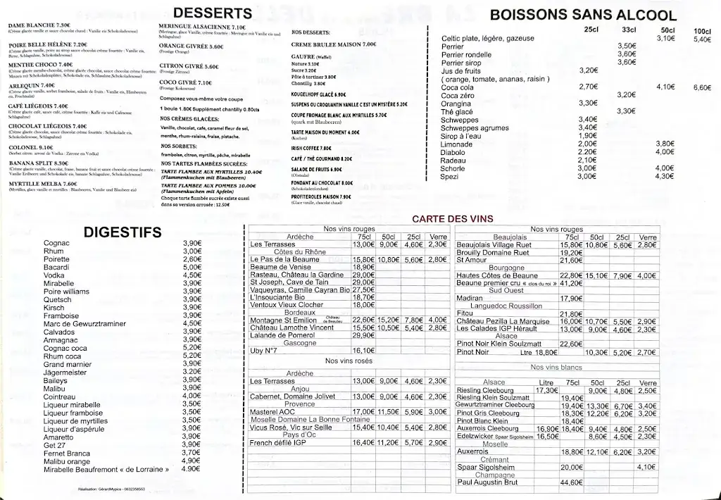 Menu_Restaurant, Camping**, Cave à vins « La Bremendell »_Sturzelbronn_image_3