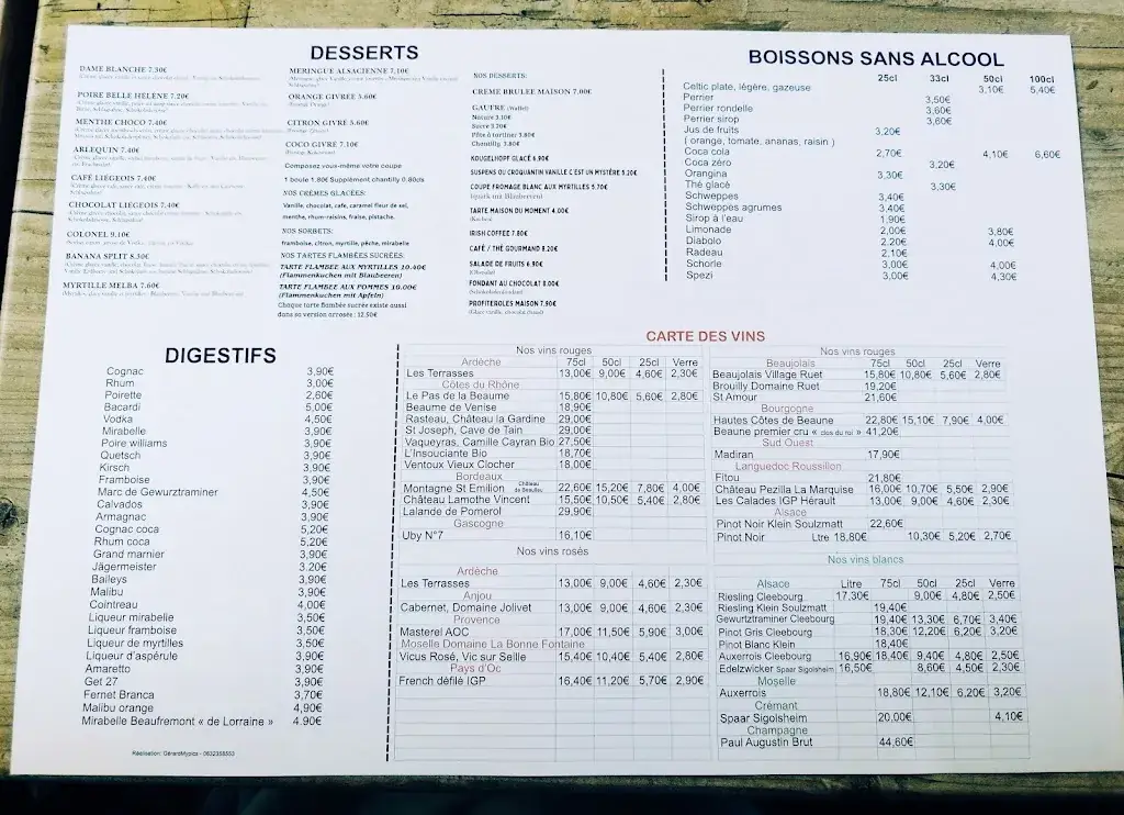 Menu_Restaurant, Camping**, Cave à vins « La Bremendell »_Sturzelbronn_image_4