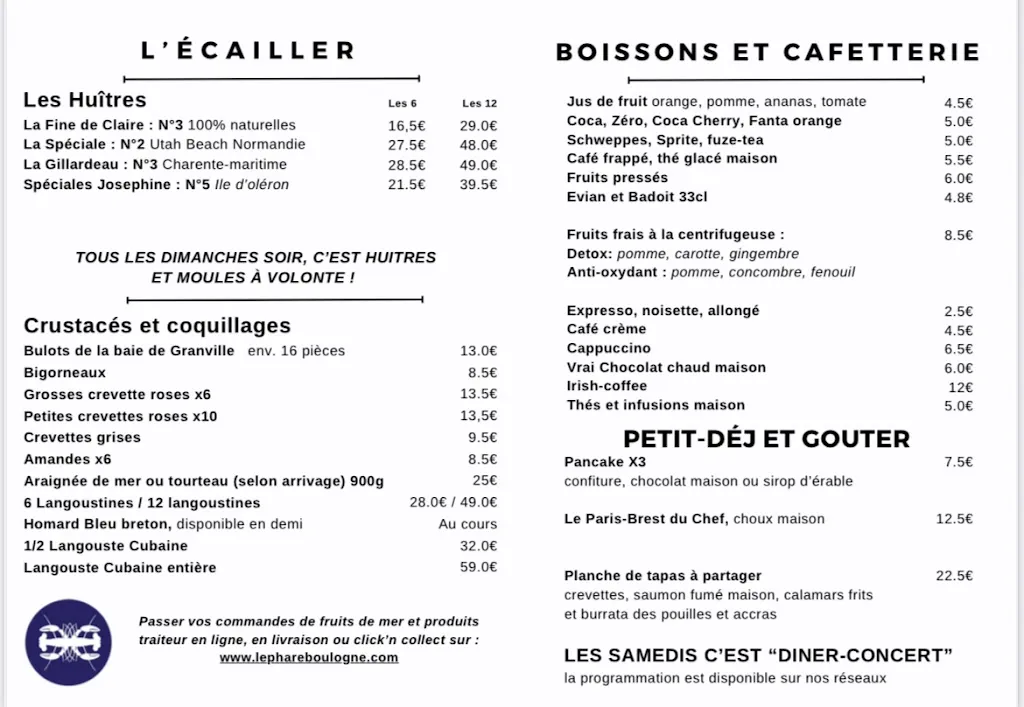 Menu_Le Village du Phare - Huîtres et fruits de mer_Boulogne-Billancourt_image_4