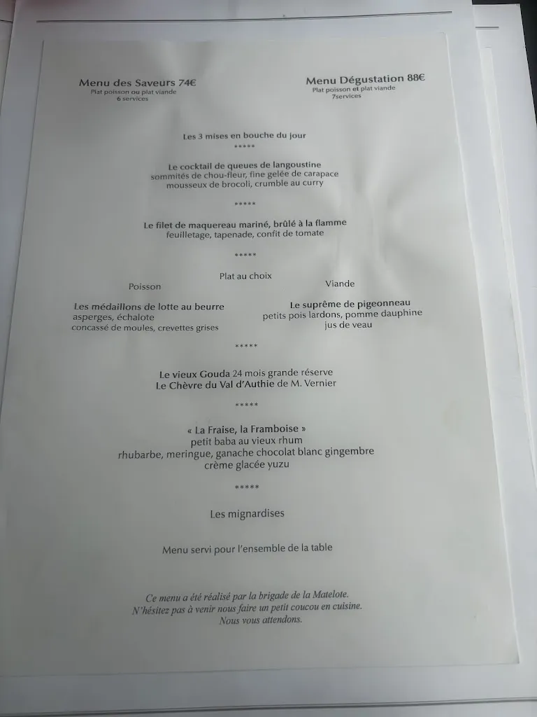 Menu_Restaurant - La Matelote_Boulogne-sur-Mer_image_1