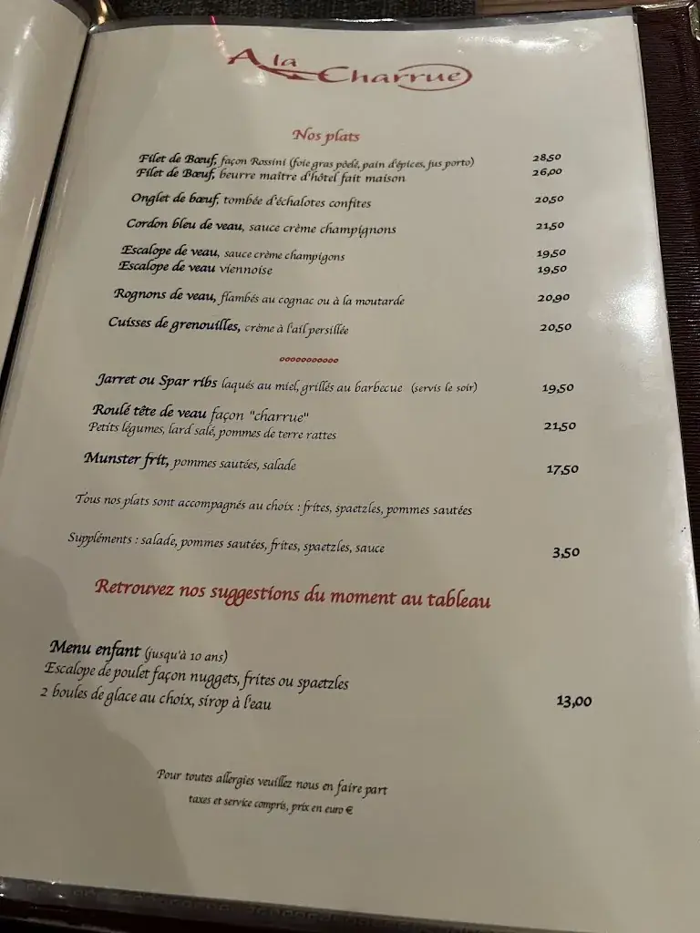 Menu_Restaurant A La Charrue_Breuschwickersheim_image_1