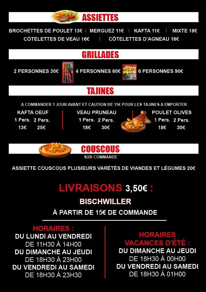 Menu_GRILLADES SIDI GHAZI - Restaurant Marocain & Fast-Food - Bischwiller_Bischwiller_imagen_1