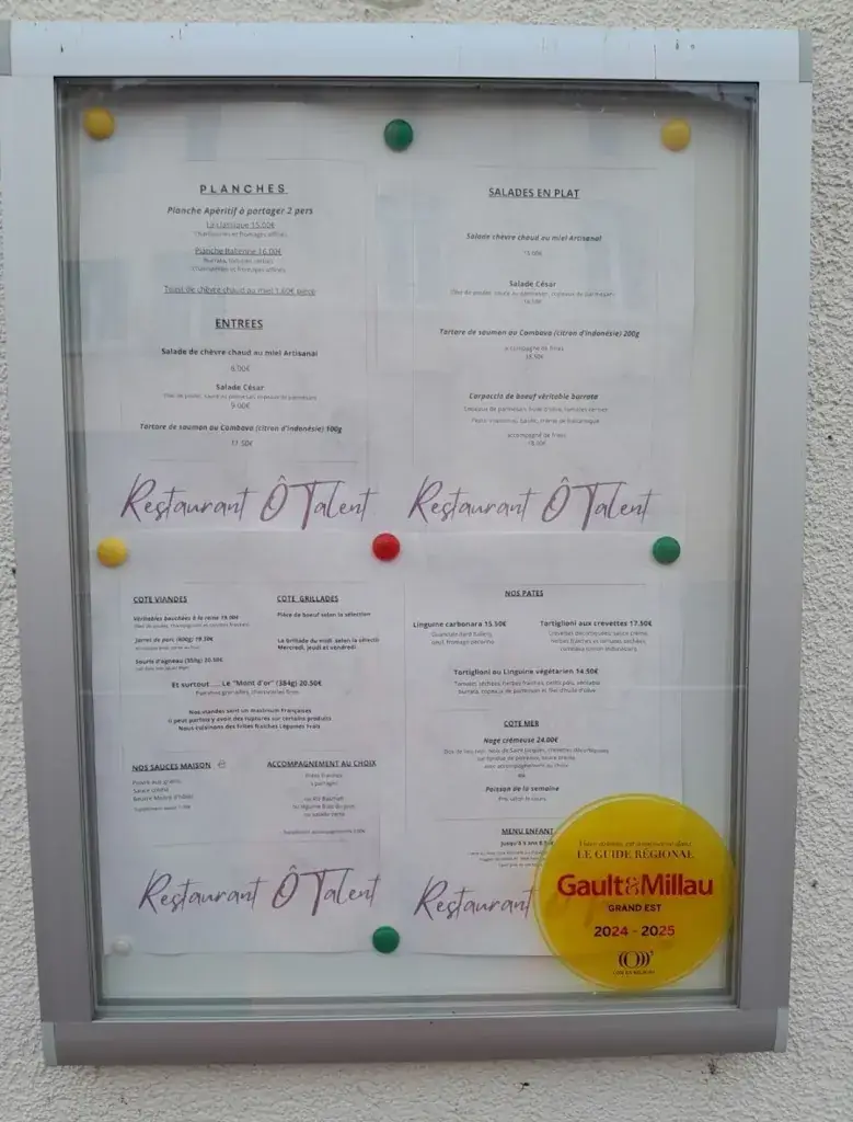 Menu_Ô Talent - Restaurant - Bar Lounge_Bouzonville_imagen_1