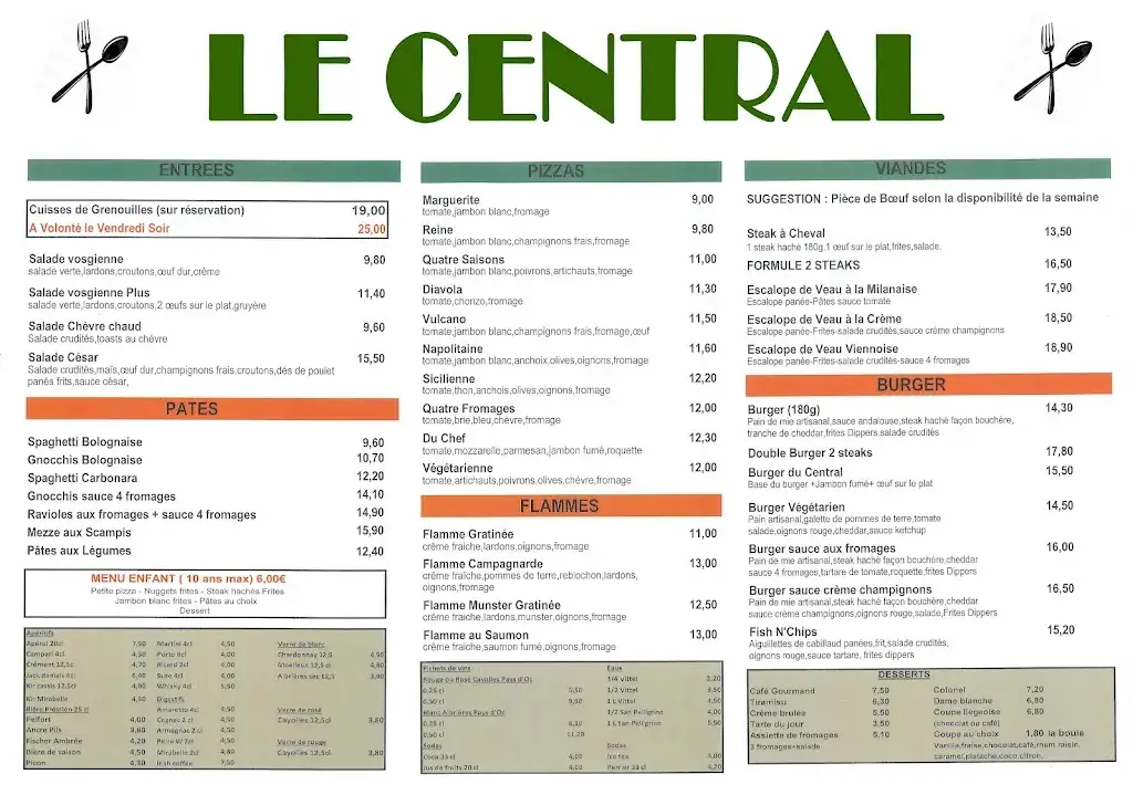 Menu_Le Central - Café Restaurant_Bouzonville_image_1