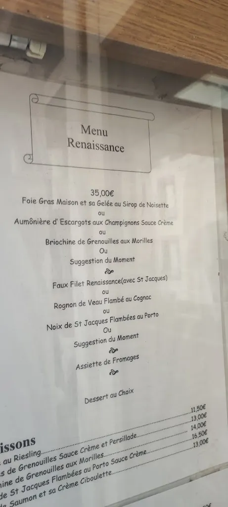 Menu_Restaurant La Renaissance_Bruyères_image_2