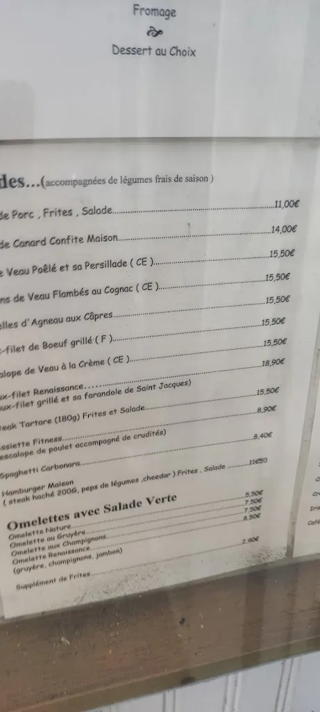 Menu_Restaurant La Renaissance_Bruyères_image_4