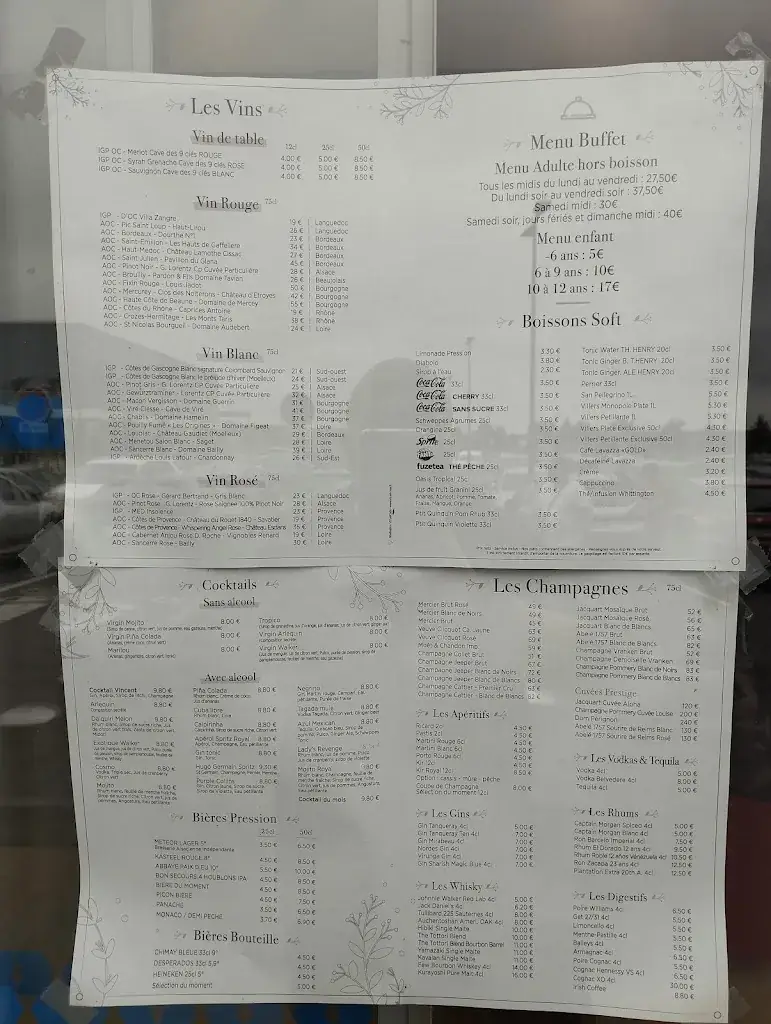 Menu_Chez Vincent Restaurant buffet_Cernay-lès-Reims_image_1