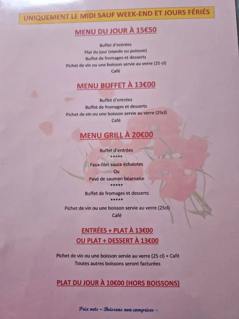 Menu_Restaurant le Coquelicot_Chamarandes-Choignes_image_2