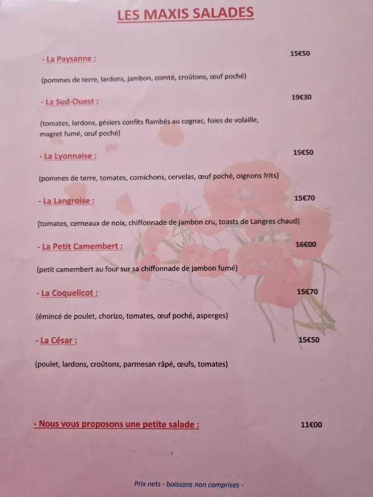 Menu_Restaurant le Coquelicot_Chamarandes-Choignes_image_4