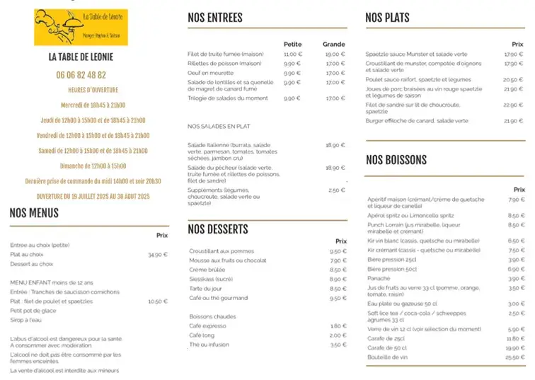 Menu_La Table de Léonie / Locavor'store_Bussang_image_1