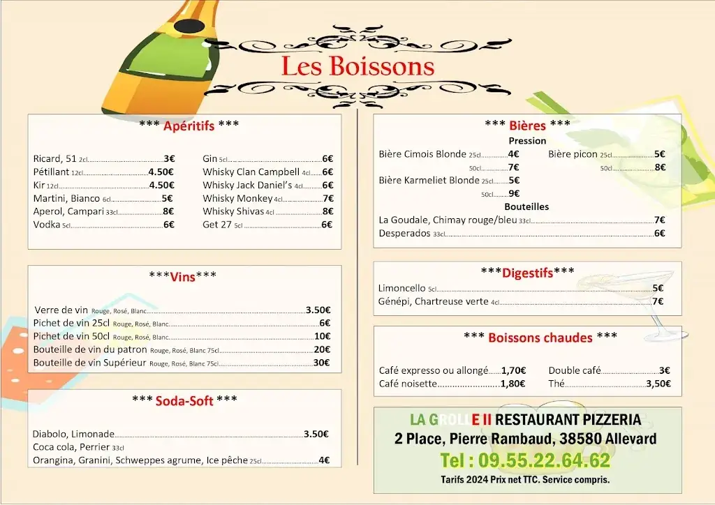 La Grolle II Bar Restaurant Pizzeria restaurant in Allevard