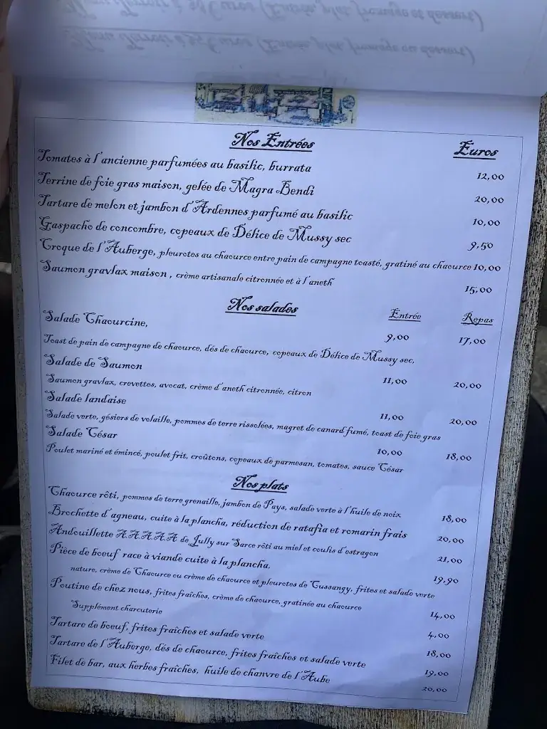 Menu_L'Auberge sans Nom_Chaource_image_1