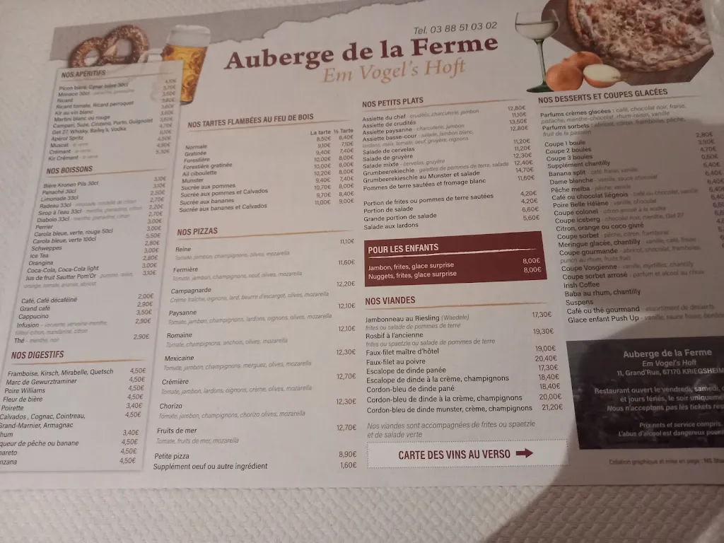 Menu_Auberge de la Ferme Em Vogels Hoft_Kriegsheim_image_1