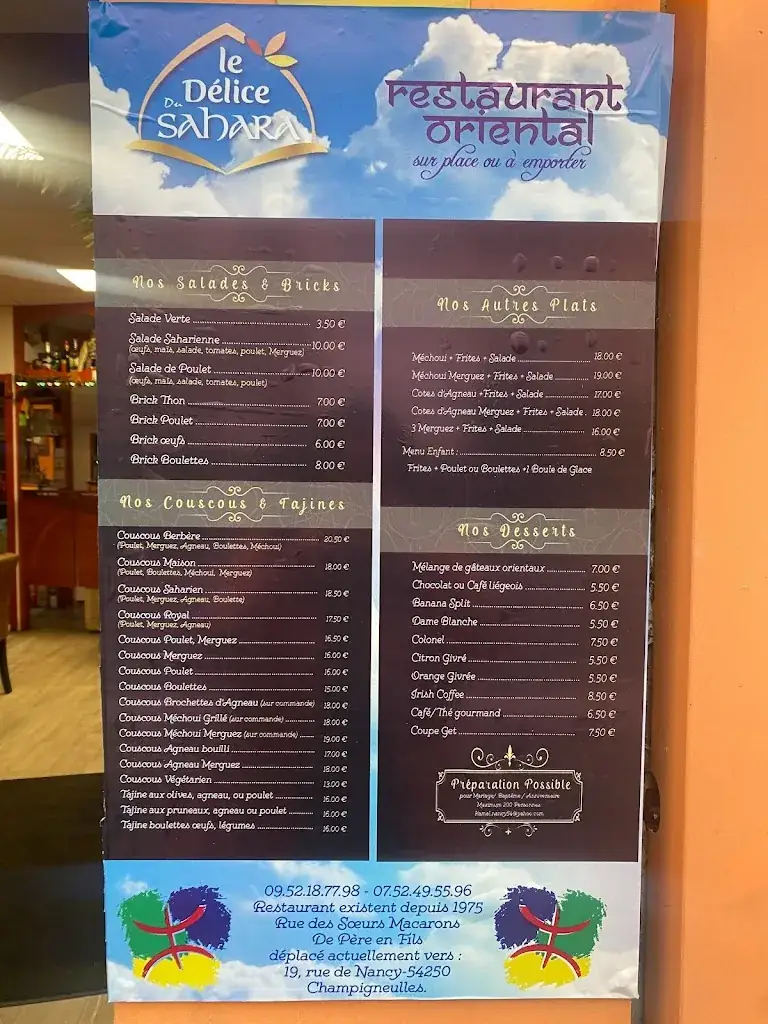 Menu_Le Délice du Sahara_Champigneulles_image_1