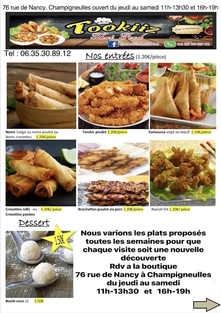 Menu_Tookiiz thai food champigneulles_Champigneulles_immagine_2