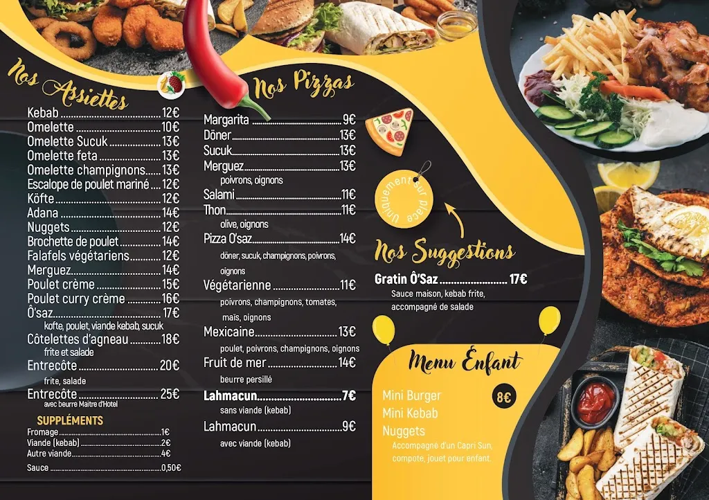 Menu_Ô'SAZ - BAR GRILL - Kebab, Burgers, Tacos_Cheniménil_image_2