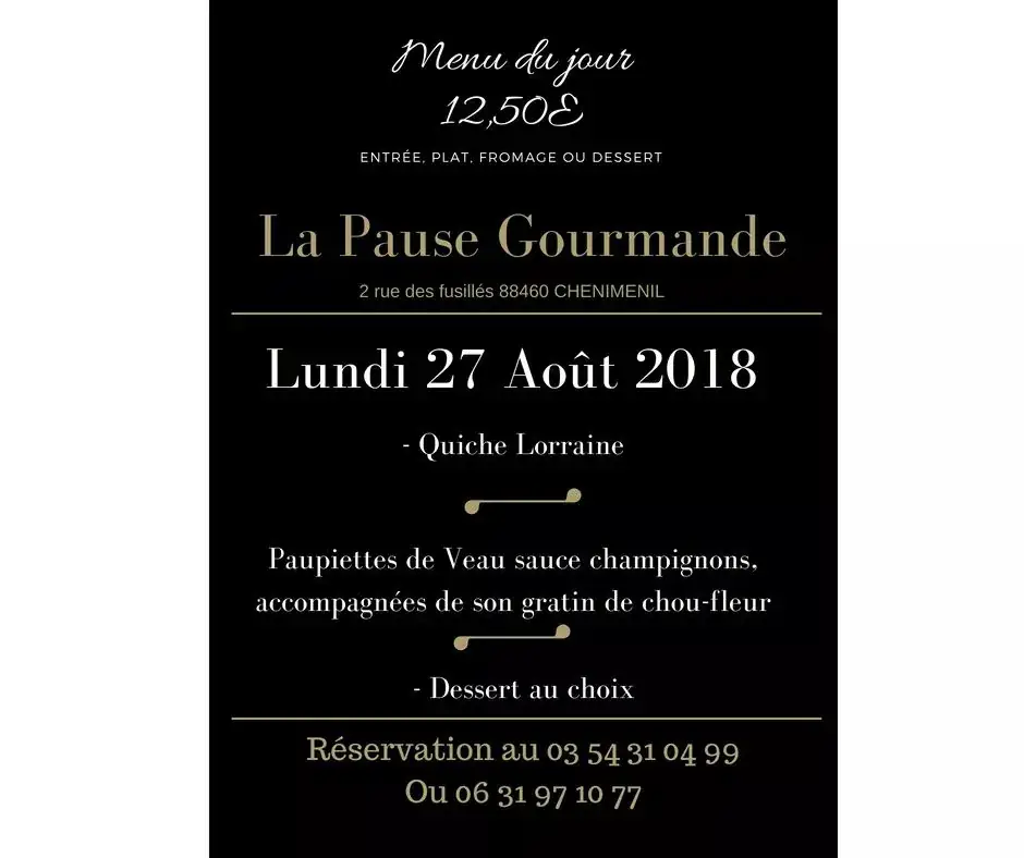 Menu_Restaurant La Pause Gourmande Chenimenil_Cheniménil_image_1