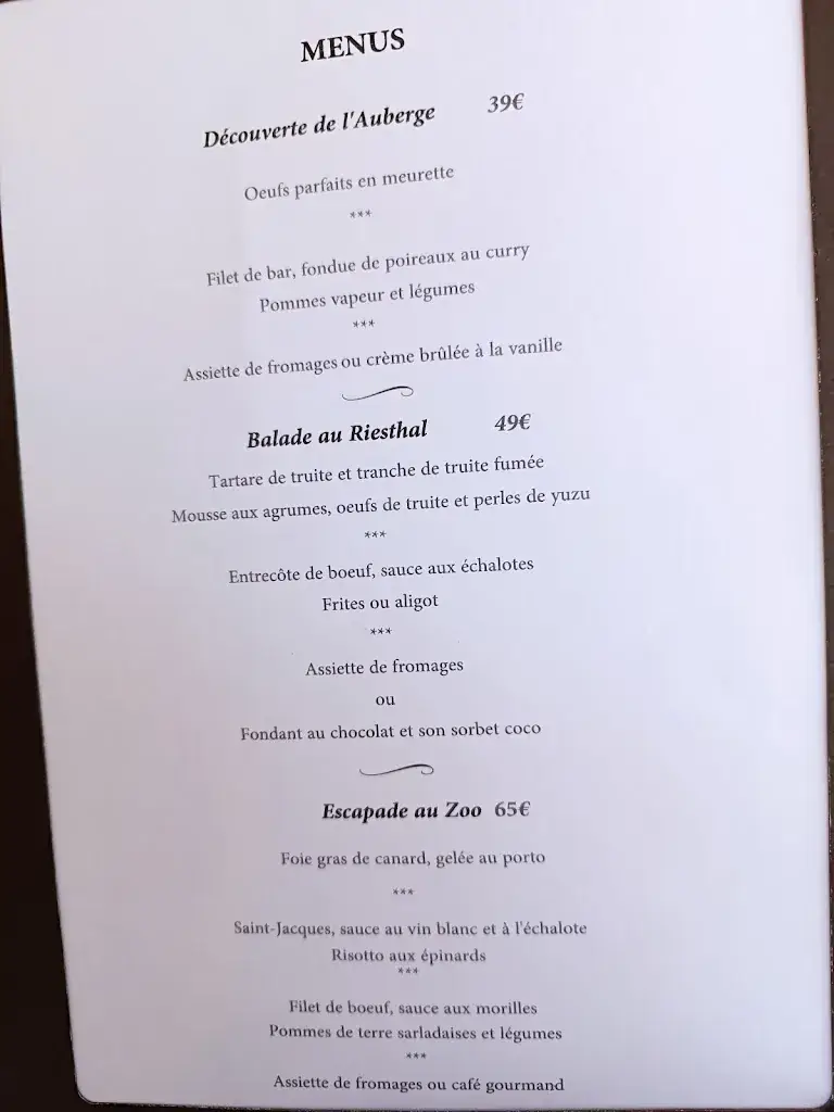 Menu_Auberge du Zoo_Mulhouse_imagen_1