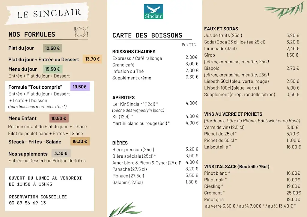 Menu_Restaurant Le Sinclair_Mulhouse_image_2