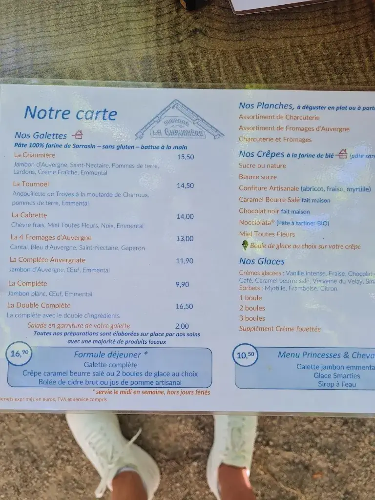 Menu_Auberge La Chaumière_Volvic_image_1