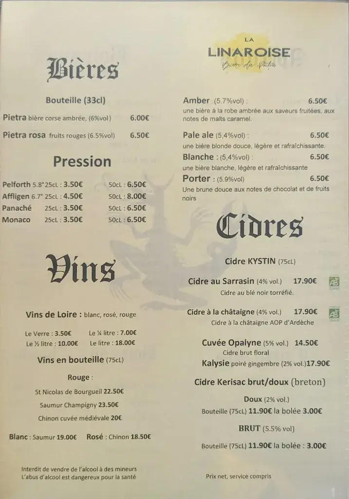 Menu_La Bigorne_Chauvigny_image_1