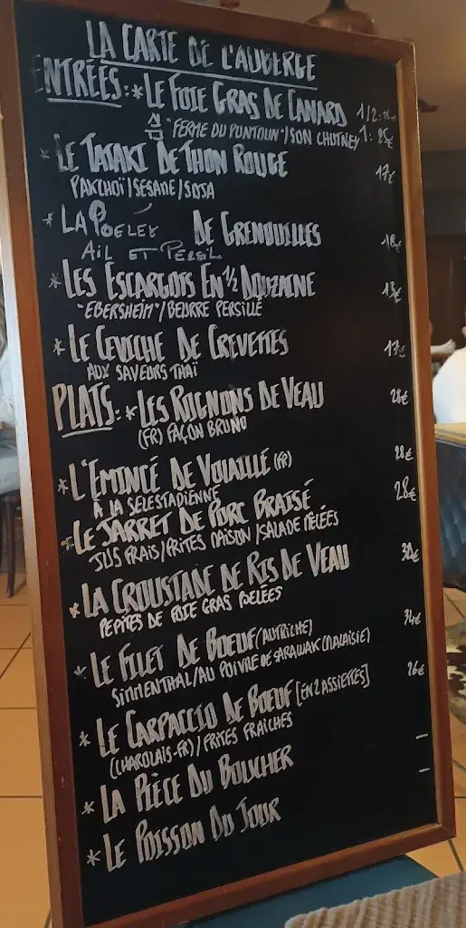 Menu_Restaurant auberge de la paix Sélestat_Sélestat_imagen_1