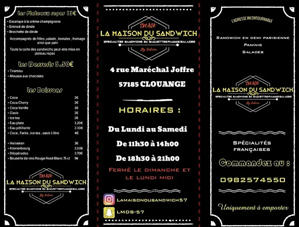 Menu_Snack La Maison du Sandwich By Julien_Clouange_image_1