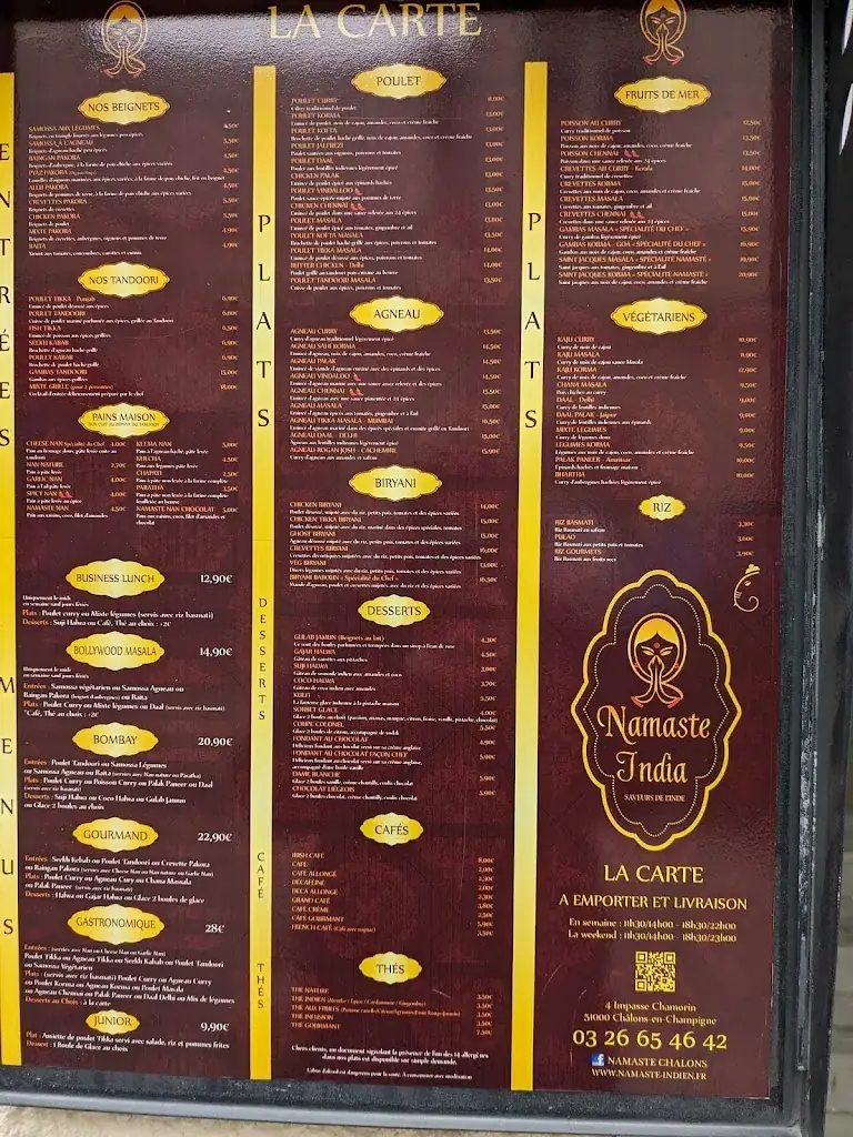 Menu_Namaste India_Châlons-en-Champagne_image_1