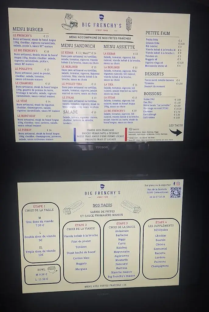 Menu_Big Frenchy’s_Cormontreuil_image_3