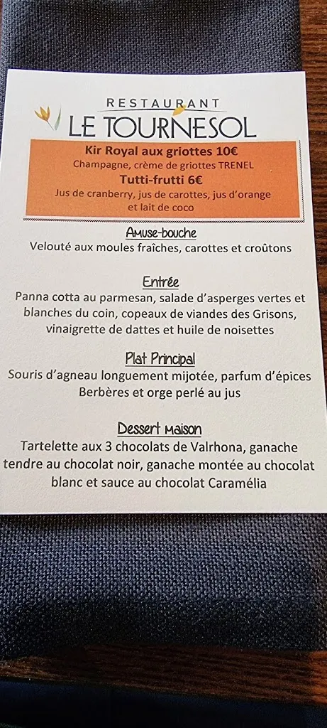 Menu_Restaurant le Tournesol en ARDECHE_Tournon-sur-Rhône_immagine_2