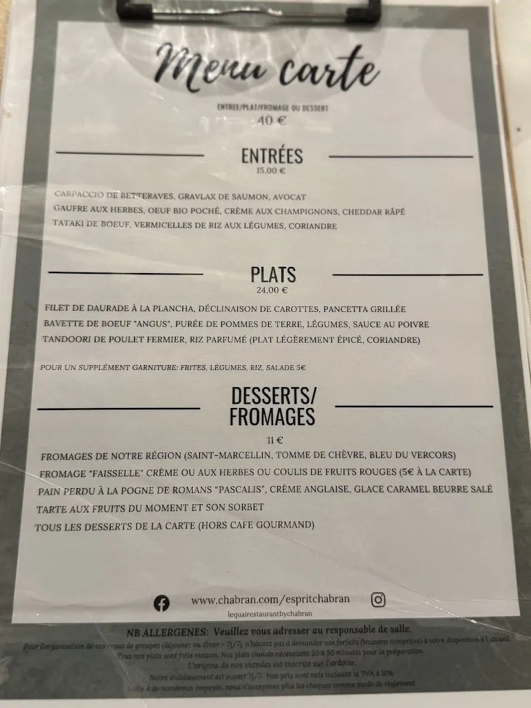 Menu_Restaurant Le Quai | Tain l'Hermitage_Tain-l'Hermitage_immagine_3