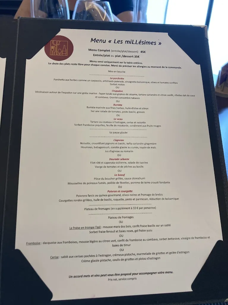 Menu_Restaurant Les miLLésimes_Faulquemont_image_1