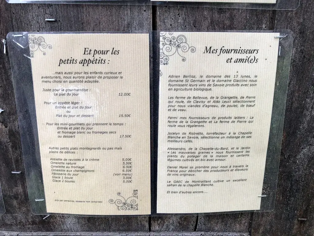 Menu_Aubergerie, une auberge de terroir et des chambres d'hôtes dans les alpes française proche des 7Laux_Haut-Bréda_imagen_1