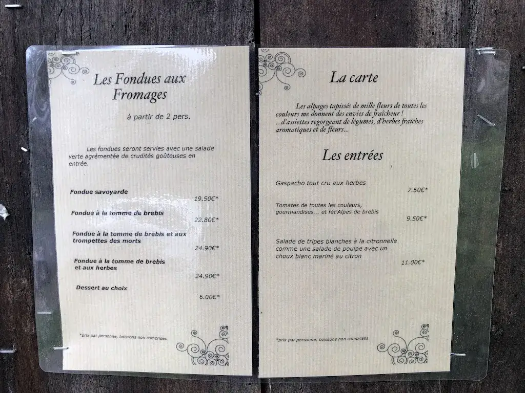 Menu_Aubergerie, une auberge de terroir et des chambres d'hôtes dans les alpes française proche des 7Laux_Haut-Bréda_imagen_3