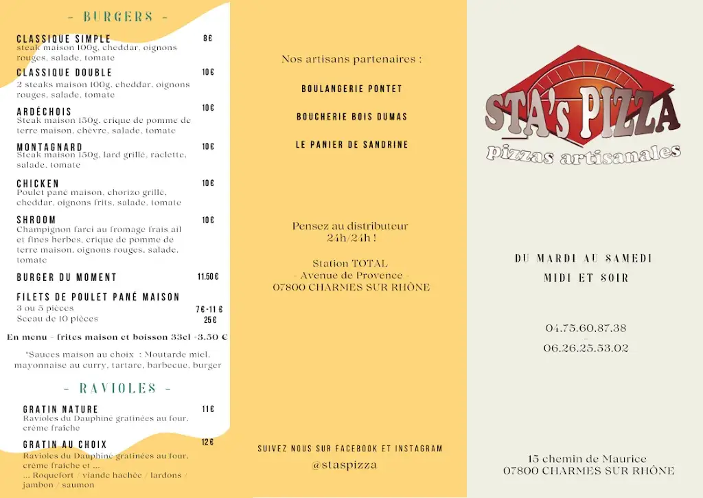 Menu_Sta's Pizza_Charmes-sur-Rhône_immagine_3