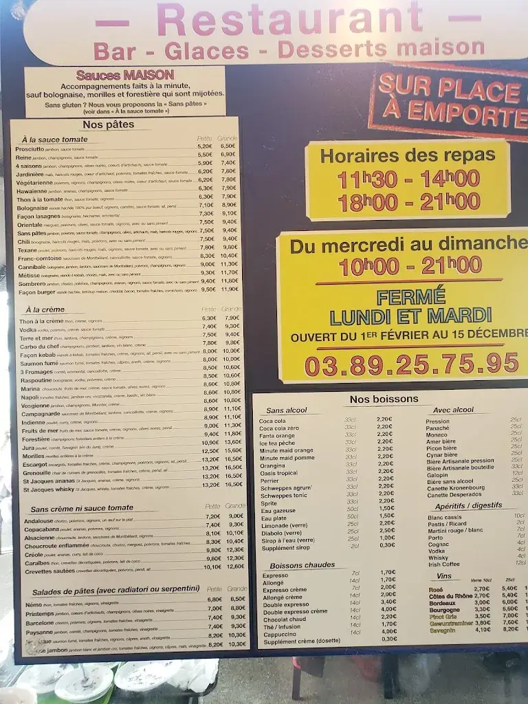 Menu_Restaurant Aux 100 pâtes - Relais du port - Eurovélo 6_Dannemarie_image_2